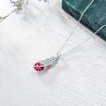 wholesale 925 Sterling Silver Purple Crystal Feather Pendant Necklace s for Women-0-8