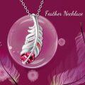 wholesale 925 Sterling Silver Purple Crystal Feather Pendant Necklace s for Women-0-10