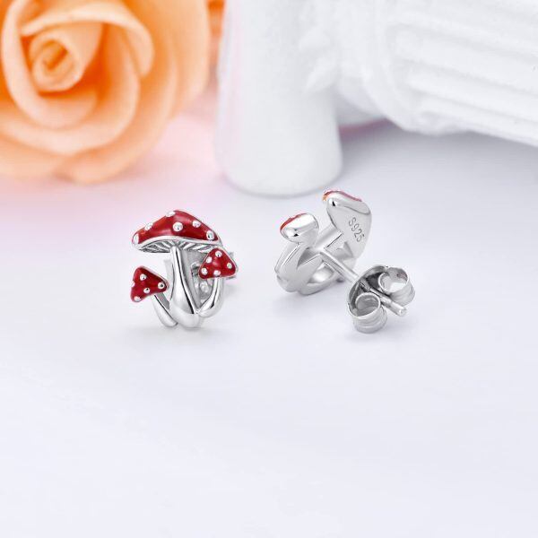 Sterling Silver Mushroom Earrings-2