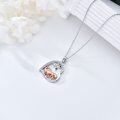 wholesale 925 Sterling Silver Rose Gold Plated Dinosaur Heart Pendant Necklace with Green Crystal Eyes and Cubic Zirconia Accents-0-1
