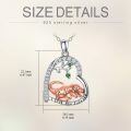 wholesale 925 Sterling Silver Rose Gold Plated Dinosaur Heart Pendant Necklace with Green Crystal Eyes and Cubic Zirconia Accents-0-5