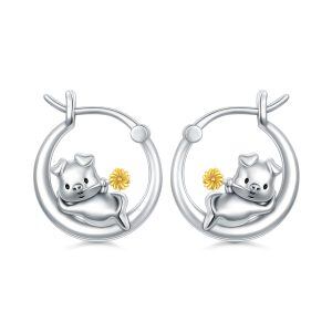 Sterling Silver Pig Earrings-0