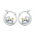 wholesale 925 Sterling Silver Cartoon Pig Flower Huggie Hoop Earrings Gift for Women and Girls-0-0