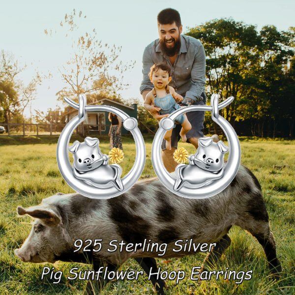 Sterling Silver Pig Earrings-4