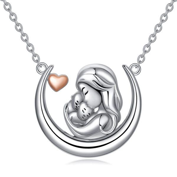 Sterling Silver Mother And Children Necklace-0