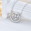 wholesale 925 Sterling Silver Moon & Heart Pendant Necklace with Two Children Gifts for Mothers Wives Grandmas-0-4