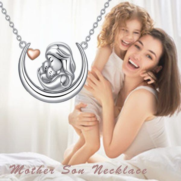 Sterling Silver Mother And Children Necklace-5