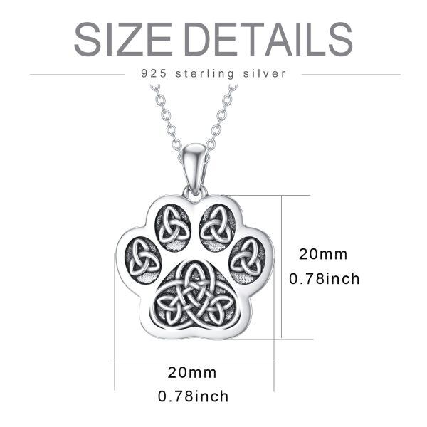 Sterling Silver Paw Print Celtic Necklace-1