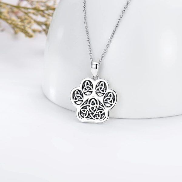 Sterling Silver Paw Print Celtic Necklace-4