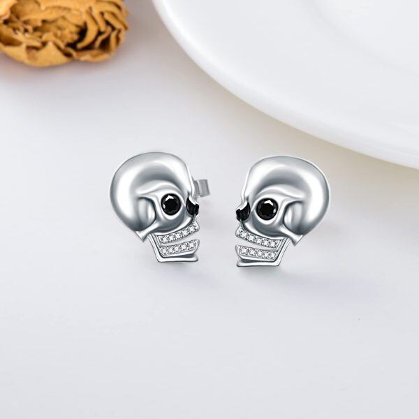 Sterling Silver Skull Earrings-1