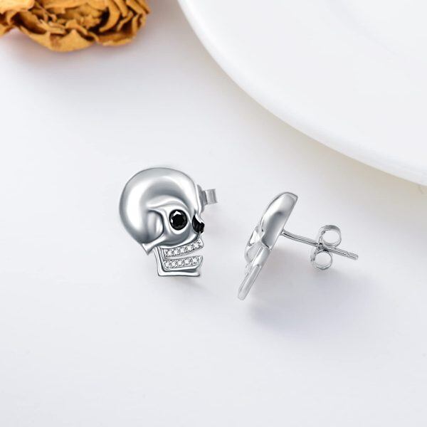 Sterling Silver Skull Earrings-2