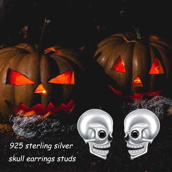 Sterling Silver Skull Earrings-4