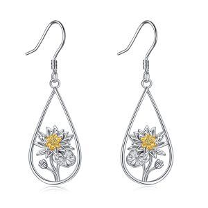 Sterling Silver Flower Earrings-0