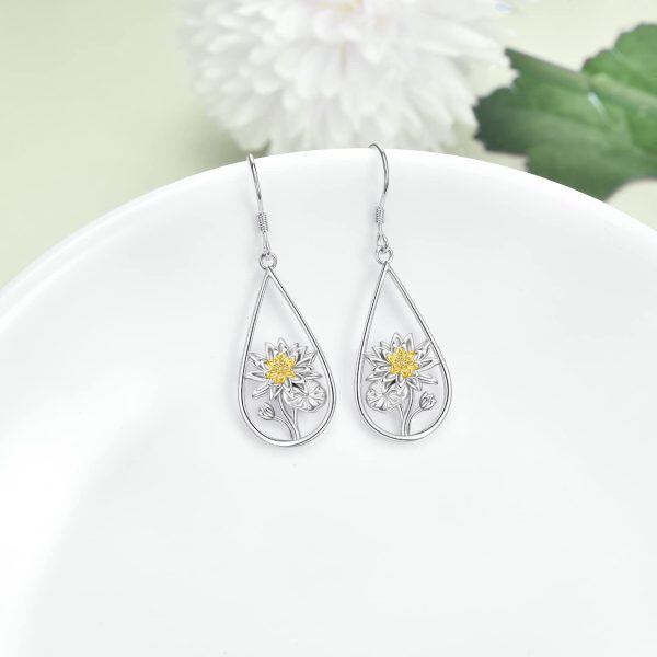 Sterling Silver Flower Earrings-1