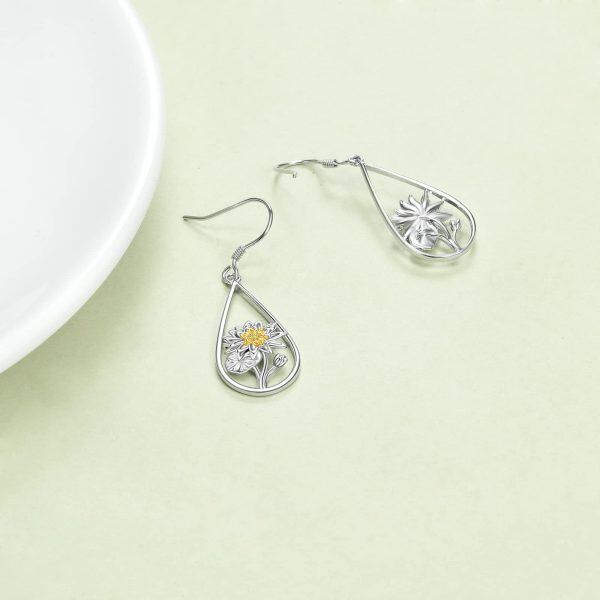 Sterling Silver Flower Earrings-2