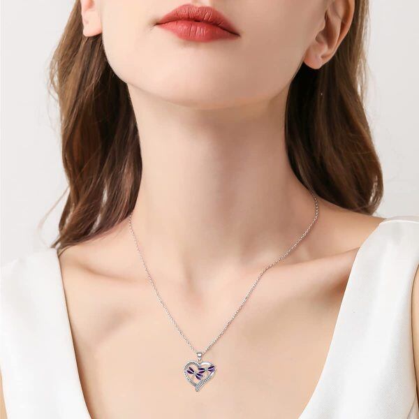 Sterling Silver Dragonfly Heart Necklace-1