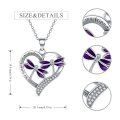 wholesale 925 Sterling Silver Purple Enamel Dragonfly Heart Pendant Necklace for Women-0-2