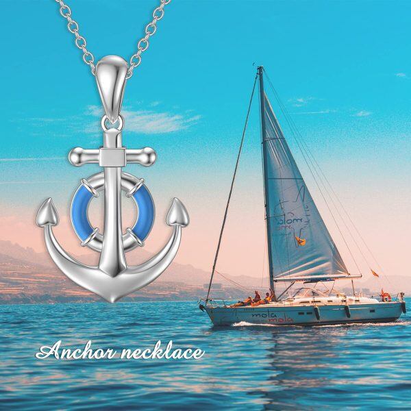 Sterling Silver Anchor Necklace-5