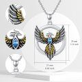 wholesale 925 Sterling Silver Phoenix Necklace with Blue Crystal and Gold Wings Pendant s for Women Men-0-1