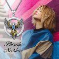 wholesale 925 Sterling Silver Phoenix Necklace with Blue Crystal and Gold Wings Pendant s for Women Men-0-4