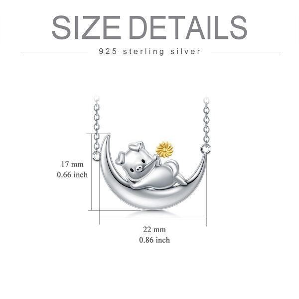 Sterling Silver Pig Moon Necklace-5