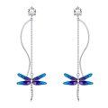 wholesale 925 Sterling Silver Blue Purple Dragonfly Drop Earrings Animal  for Her-0-0