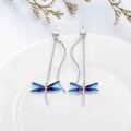 wholesale 925 Sterling Silver Blue Purple Dragonfly Drop Earrings Animal  for Her-0-1