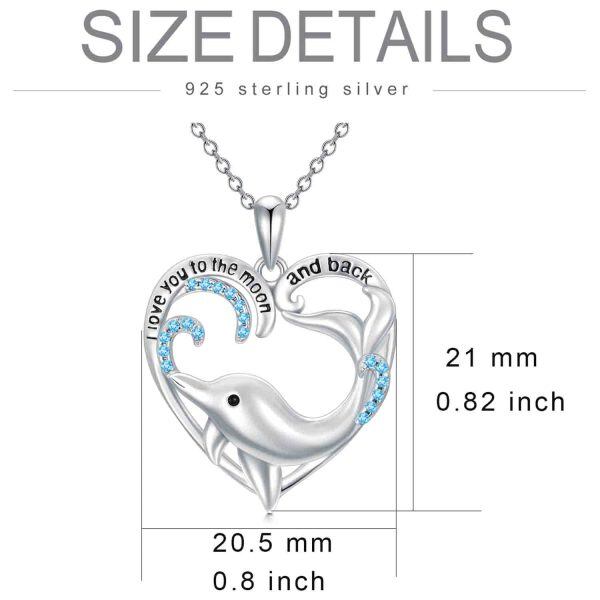 Sterling Silver Dolphin Heart Necklace-1