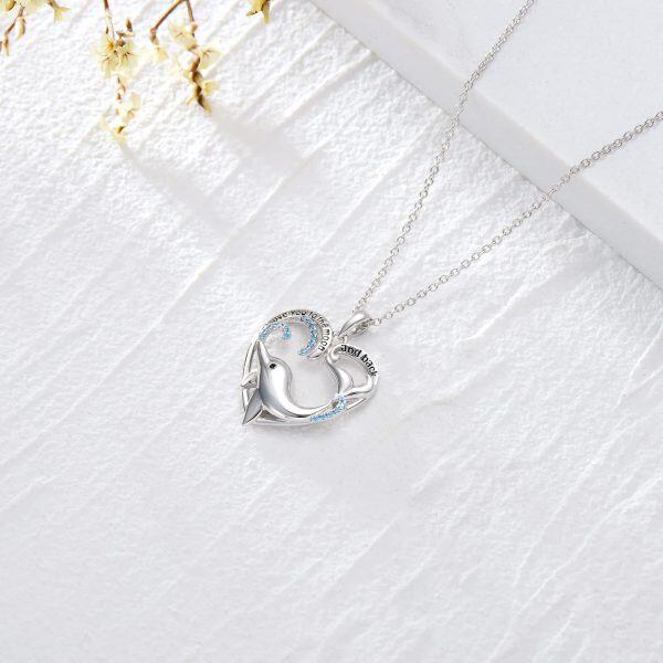 Sterling Silver Dolphin Heart Necklace-3