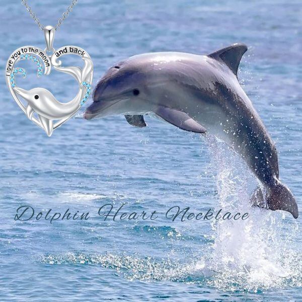 Sterling Silver Dolphin Heart Necklace-5