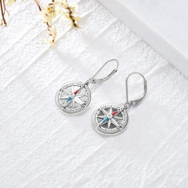 Sterling Silver Compass Earrings-1