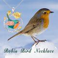 wholesale 925 Sterling Silver Enamel Robin Bird Flower Circle Pendant Necklace s for Women-0-5