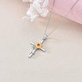 wholesale 925 Sterling Silver Cross with Gold Sunflower Pendant Necklace for Women-0-3