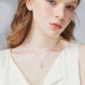 wholesale 925 Sterling Silver Cross with Gold Sunflower Pendant Necklace for Women-0-5