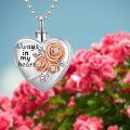 wholesale 925 Sterling Silver Heart Shaped Keepsake Pendant with 3D Roses and Crystals - Always in My Heart Memorial Urn Necklace-0-4