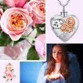 wholesale 925 Sterling Silver Heart Shaped Keepsake Pendant with 3D Roses and Crystals - Always in My Heart Memorial Urn Necklace-0-6