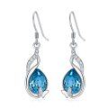 wholesale 925 Sterling Silver Teardrop Blue Crystal Butterfly Dangle Earrings for Women-0-0