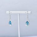 wholesale 925 Sterling Silver Teardrop Blue Crystal Butterfly Dangle Earrings for Women-0-2