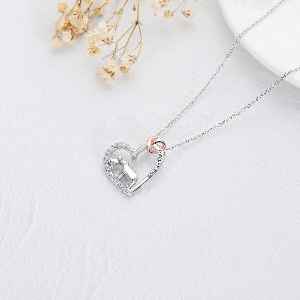 Sterling Silver Bear Heart Necklace-3