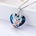 wholesale 925 Sterling Silver Blue Heart Shaped Swarovski Crystal Phoenix Pendant Necklace-0-1