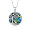 wholesale 925 Sterling Silver Round Abalone Shell Pendant with Gold Rabbit and Moon Design Necklace for Women-0-0