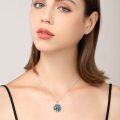 wholesale 925 Sterling Silver Round Abalone Shell Pendant with Gold Rabbit and Moon Design Necklace for Women-0-1