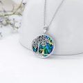 wholesale 925 Sterling Silver Round Abalone Shell Pendant with Gold Rabbit and Moon Design Necklace for Women-0-2