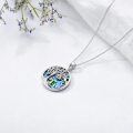 wholesale 925 Sterling Silver Round Abalone Shell Pendant with Gold Rabbit and Moon Design Necklace for Women-0-3