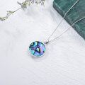 wholesale 925 Sterling Silver Round Abalone Shell Pendant with Gold Rabbit and Moon Design Necklace for Women-0-4