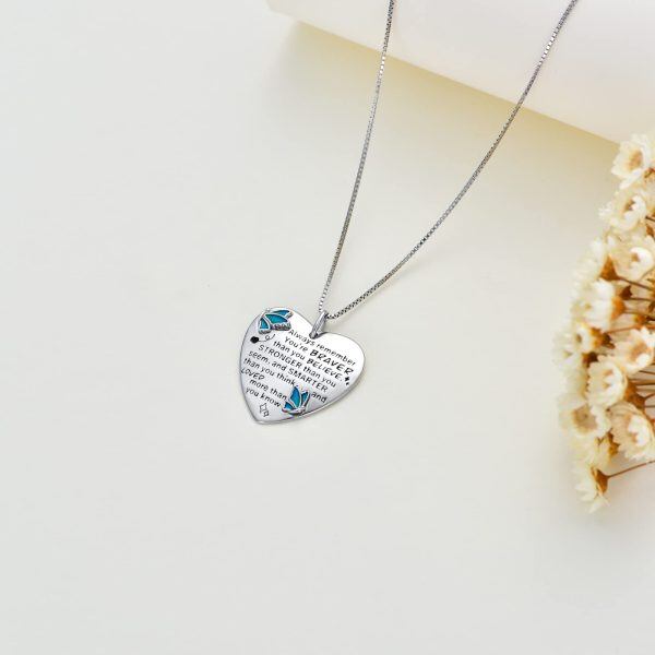 Sterling Silver Butterfly Heart Necklace-3