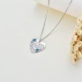 wholesale 925 Sterling Silver Blue Enamel Butterfly Heart Pendant Necklace for Women-0-3
