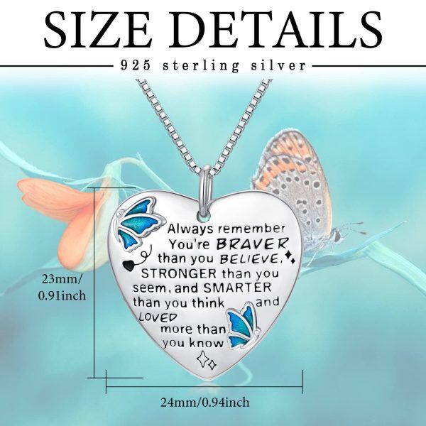 Sterling Silver Butterfly Heart Necklace-4