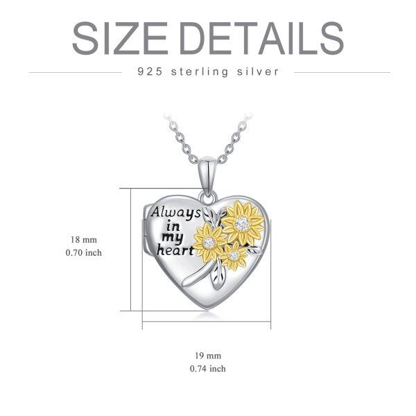 Sterling Silver Sunflower Heart Necklace-3