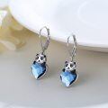 wholesale 925 Sterling Silver Blue Crystal Heart Panda Drop Earrings-0-1